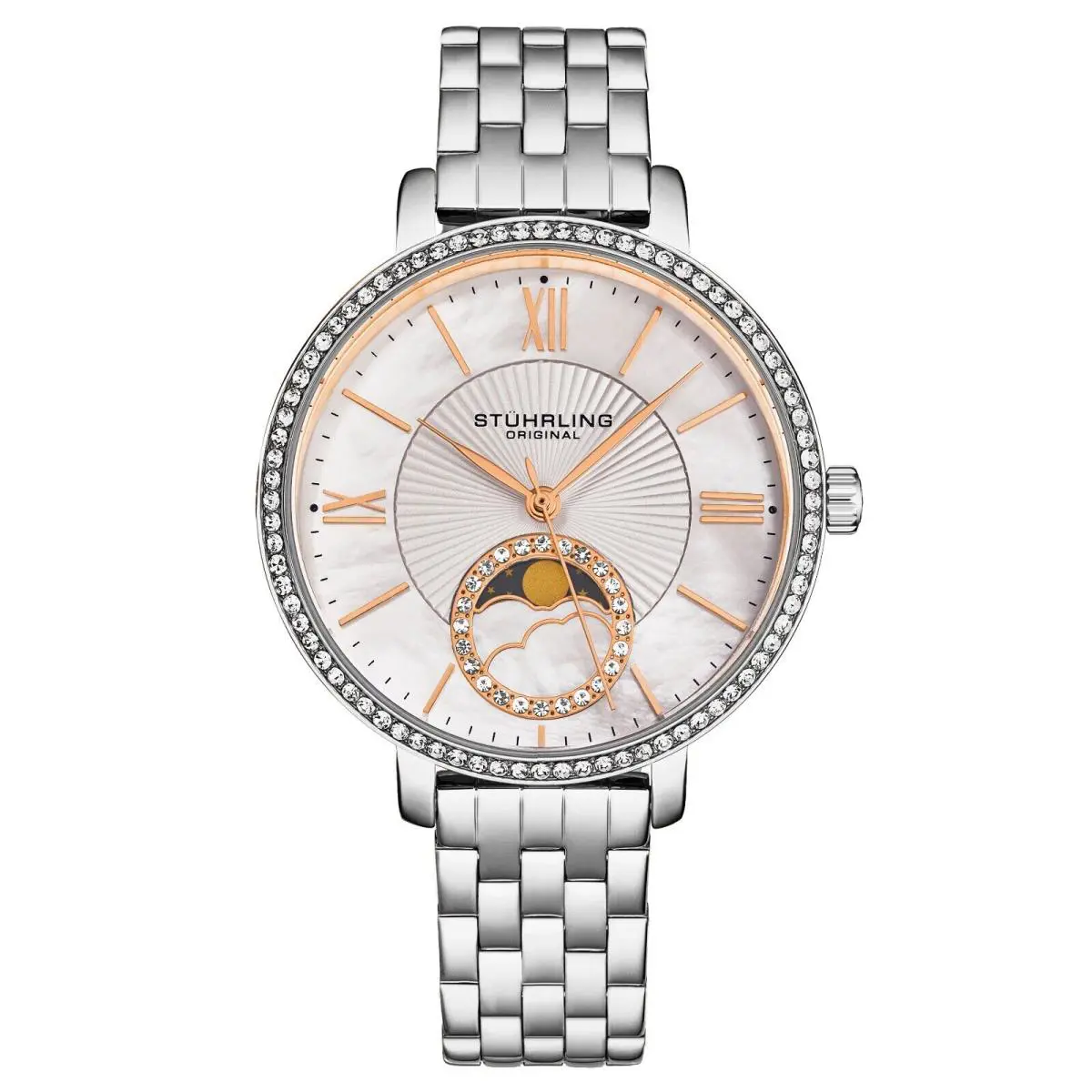 Stuhrling 4038 Quartz Mother of Pearl Dial Stainless Steel Link Bracelet Ladies by Stührling