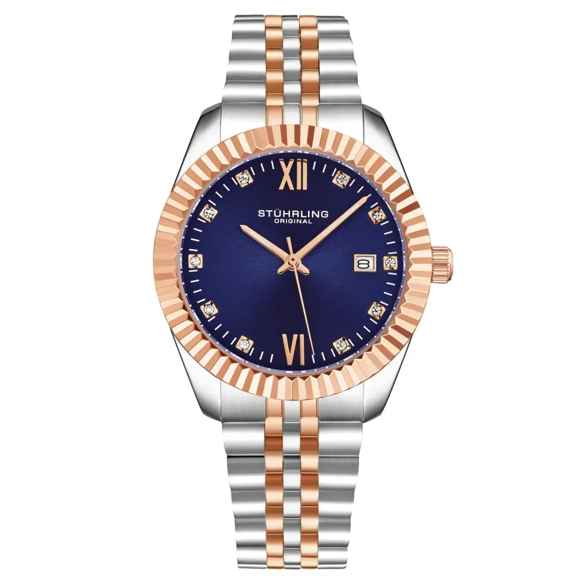 Stuhrling 4024 4 Classic Stainless Steel Date Two Tone Womens Watch
