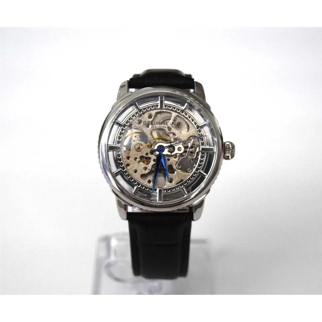 Stuhrling Black Leather SS See Thru Automatic M12650 Watch
