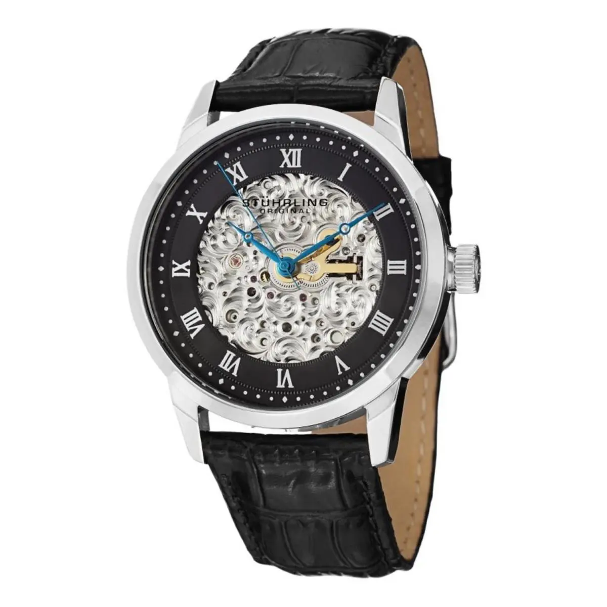 Stuhrling Original 585.02 Magnifique Automatic Leather Strap Mens Watch