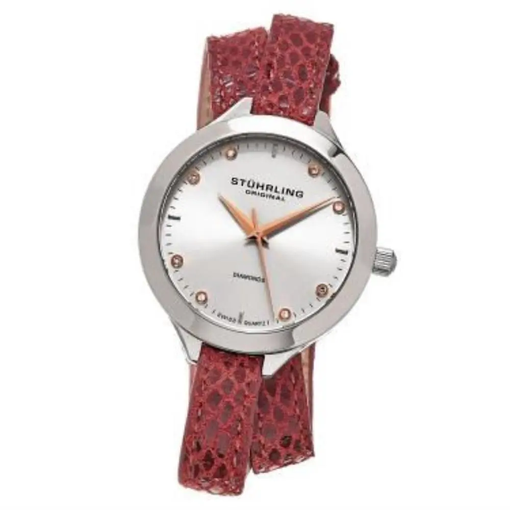 Stuhrling 624 02 Vogue Analog Display Swiss Quartz Red Leather Womens Watch
