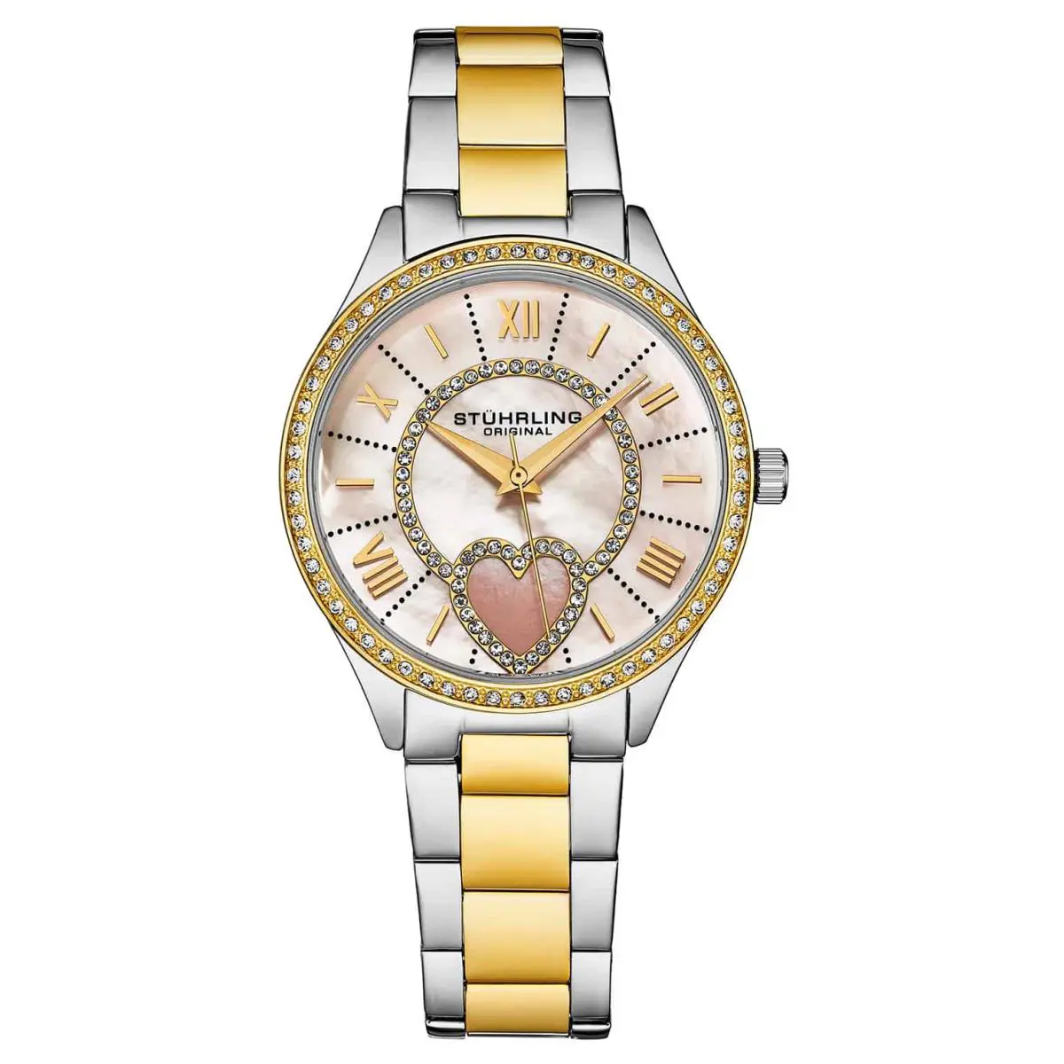 Stuhrling 4019 4 Saylor Mother of Pearl Quartz Two Tone Womens Watch