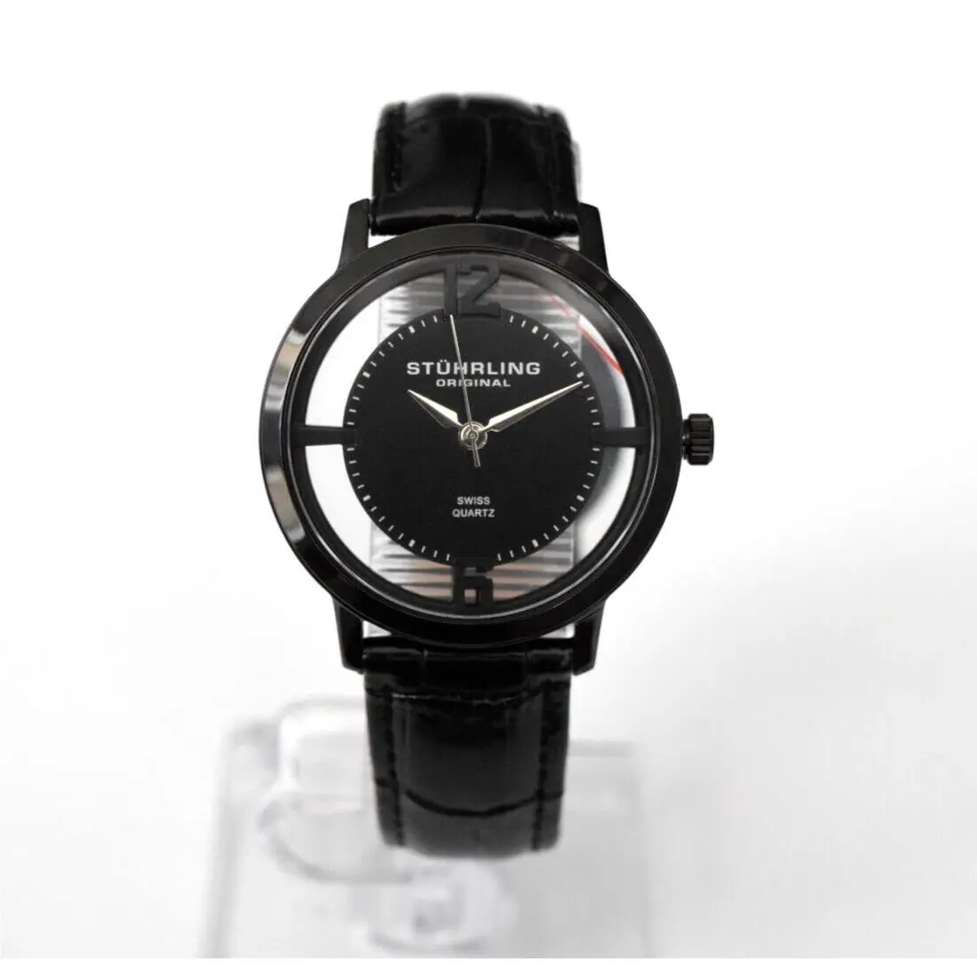 Stuhrling Men`s Winchester Swiss Quartz Black Leather 388G2 Watch