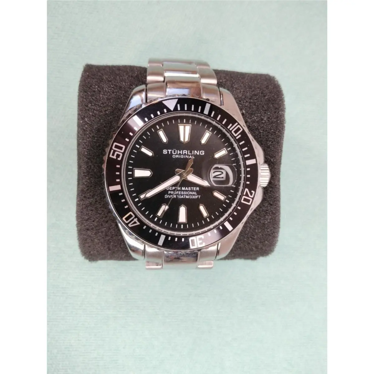 Stuhrling Depthmaster 3940 Miyota Movement Diver Watch Silver Battery by Stührling