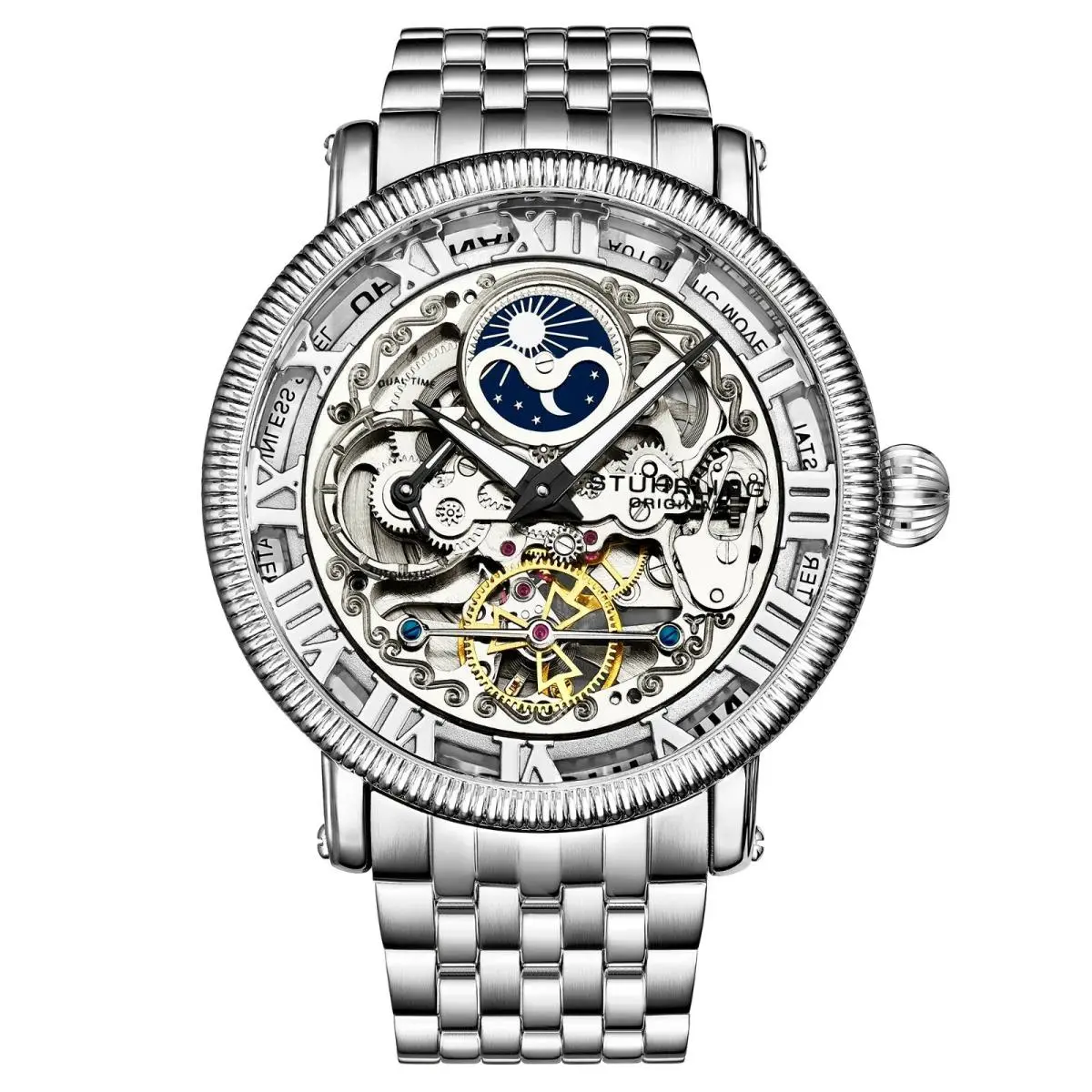 Stuhrling 3922 1 Special Reserve Automatic Dual Time Stainless Steel Men`s Watch