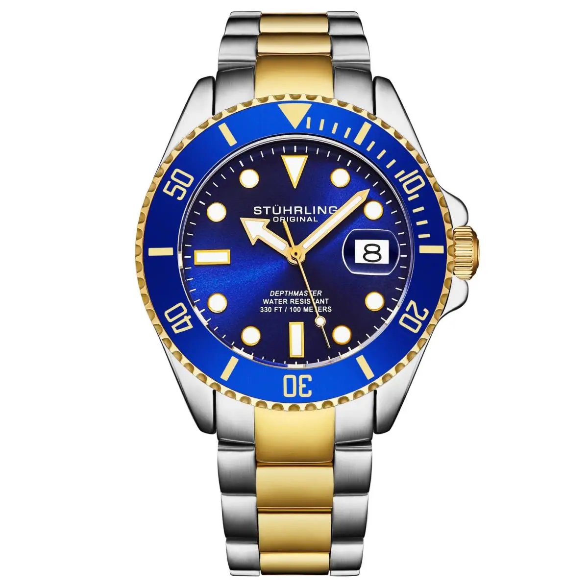 Stuhrling 4055 1 Depthmaster Quartz Date Bracelet Divers Mens Watch by Stührling