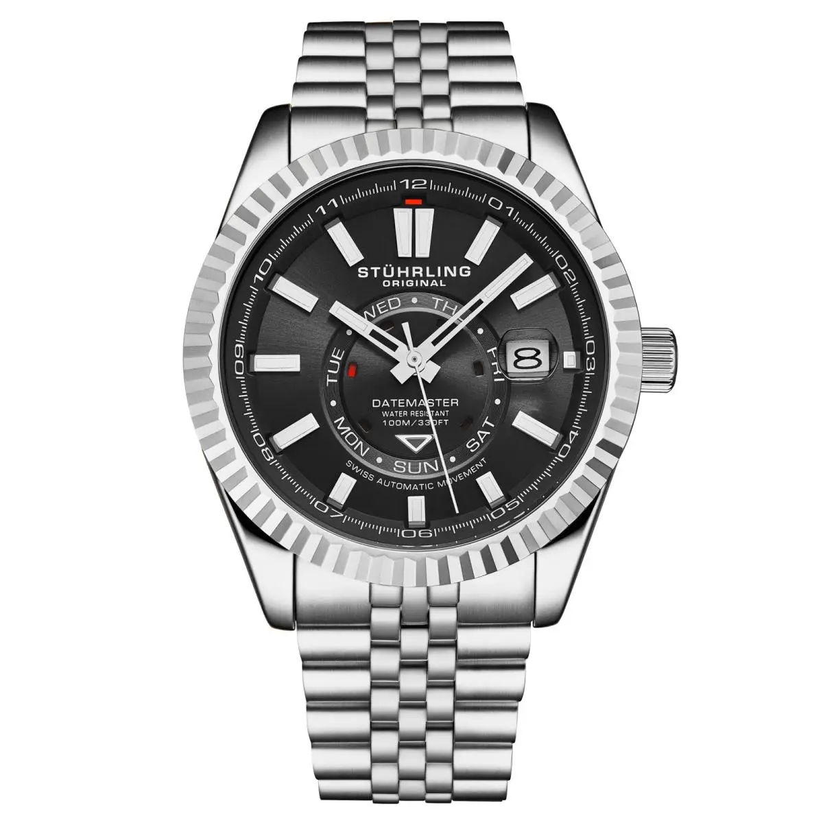 Stuhrling 1020 01 Datemaster Automatic Classic Date Stainless Steel Mens Watch