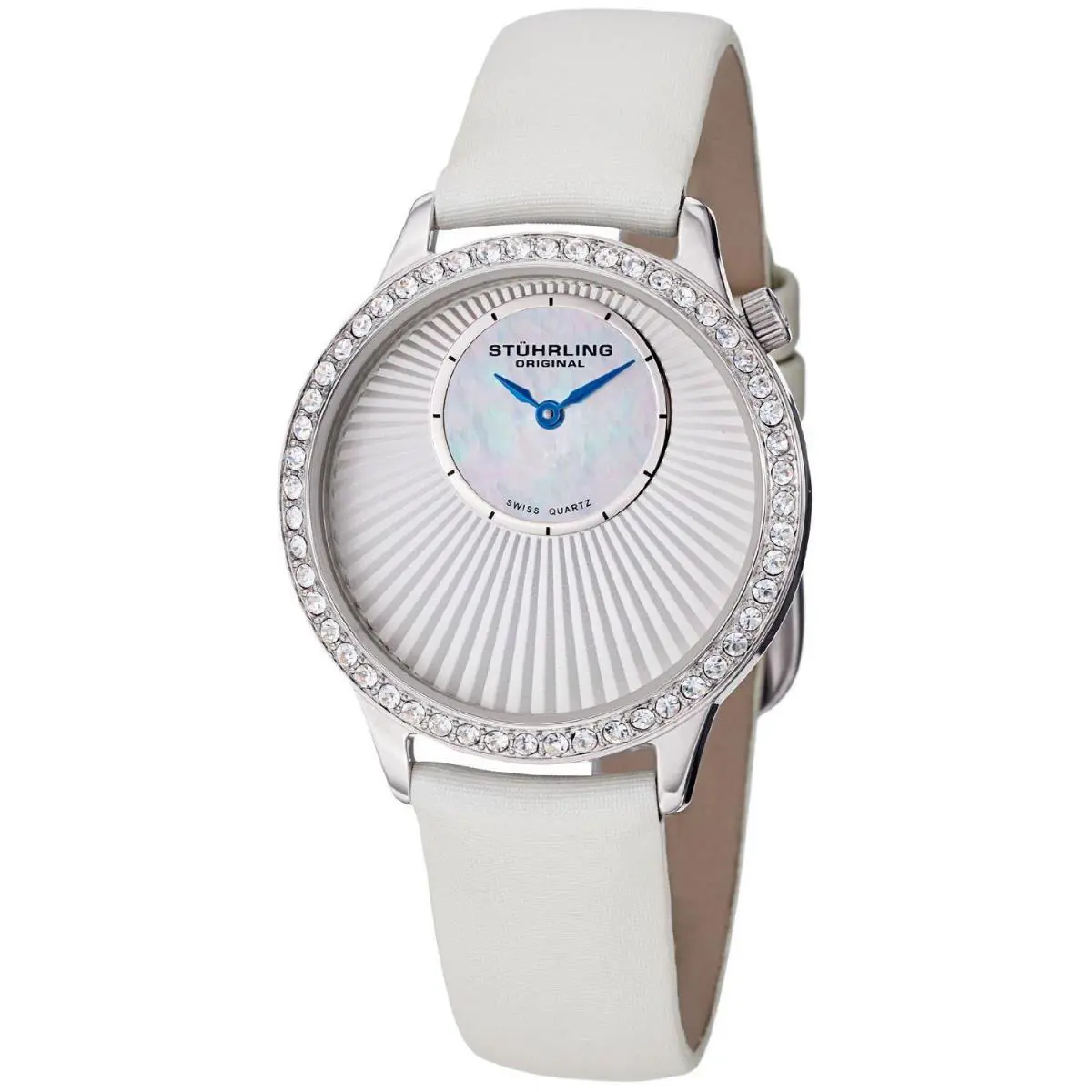 Stuhrling Radiant Women`s 34mm White Calfskin Krysterna Watch 336.121P2Set