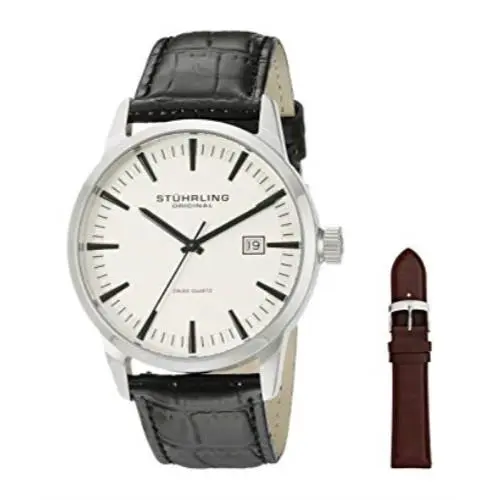 Stuhrling 555A.03 555A 03 Classic Ascot W/ Extra Strap Mens Watch Set