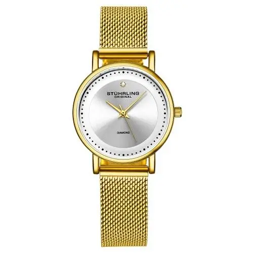 Stuhrling 4005 3 Symphony Crystal Accented Mesh Stainless Steel Bracelet Womens