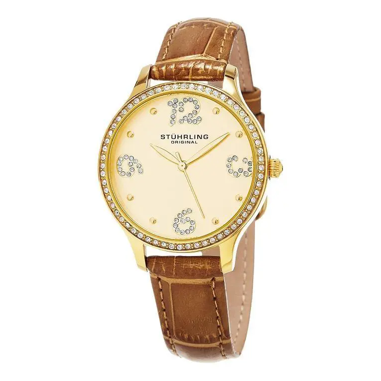 Stuhrling 560.04 Chic 560 04 Vogue Crystal Accented Quartz Leather Womens Watch by Stührling