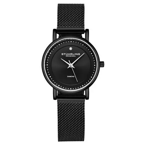 Stuhrling 4005 2 Symphony Crystal Accented Mesh Stainless Steel Bracelet Womens