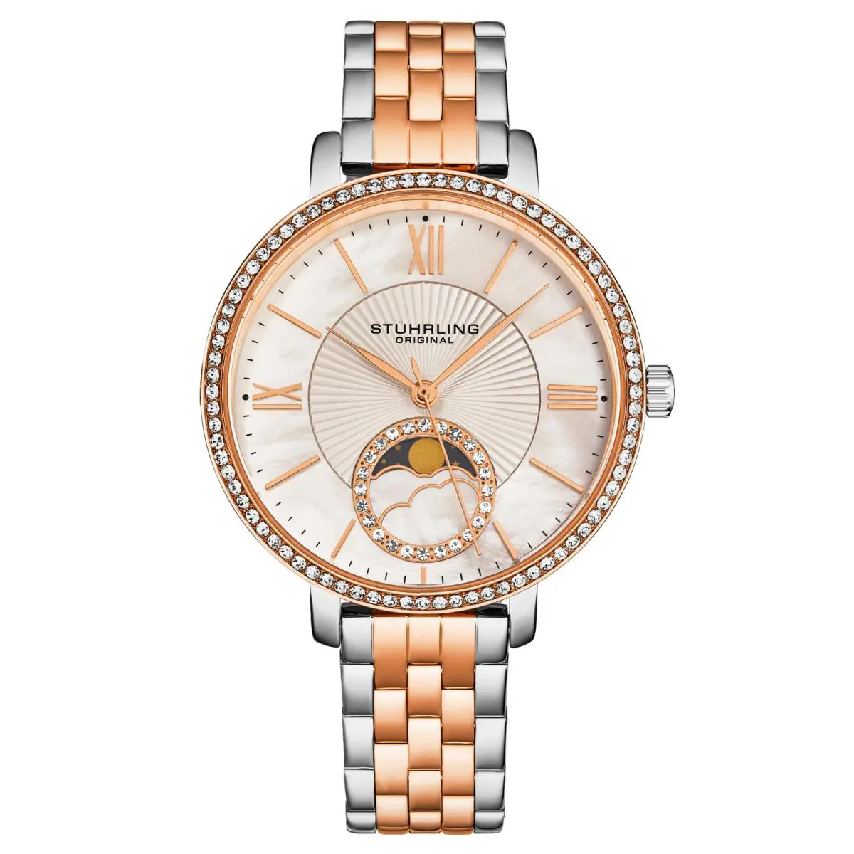 Stuhrling 4038 4 Stainless Steel Mother of Pearl Bracelet Womens Watch