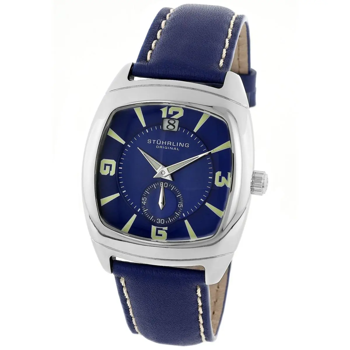 Stuhrling 116A 3315C6 Princeton II Blue Leather Strap Mens Watch