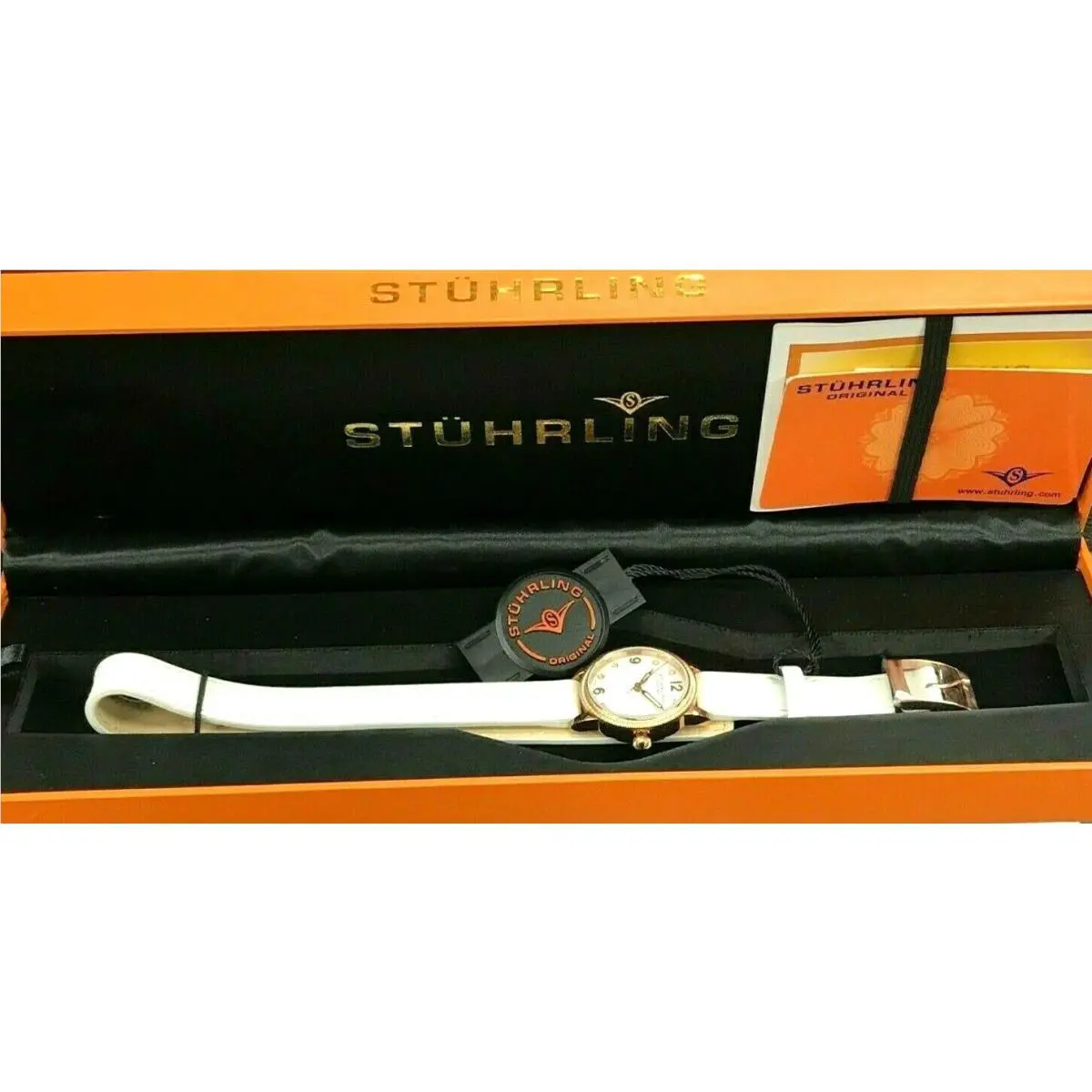Stuhrling Original 646.03 Vogue White Double Wrap Leather Ladies Watch Warranty