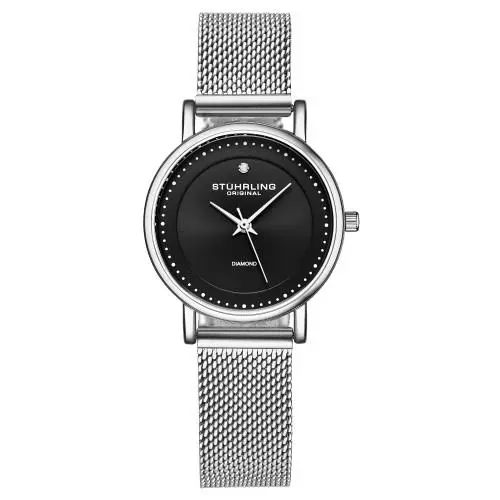 Stuhrling 4005 1 Symphony Crystal Accented Mesh Stainless Steel Bracelet Womens by Stührling