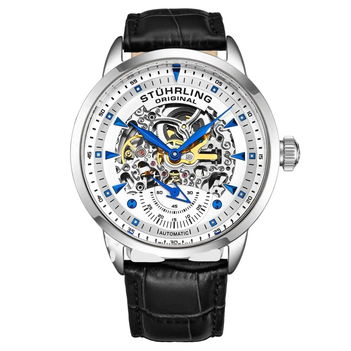 Stuhrling Original 3133 1 Executive Automatic Black Leather Mens Watch by Stührling