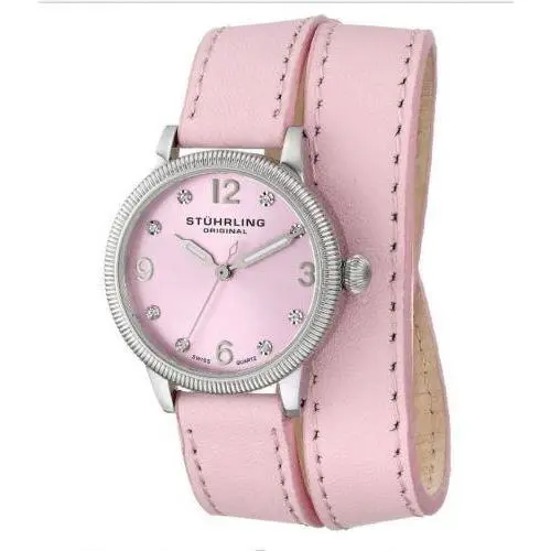 Stuhrling 646 01 Vogue Quartz Pink Double Wrap Leather Womens Watch by Stührling