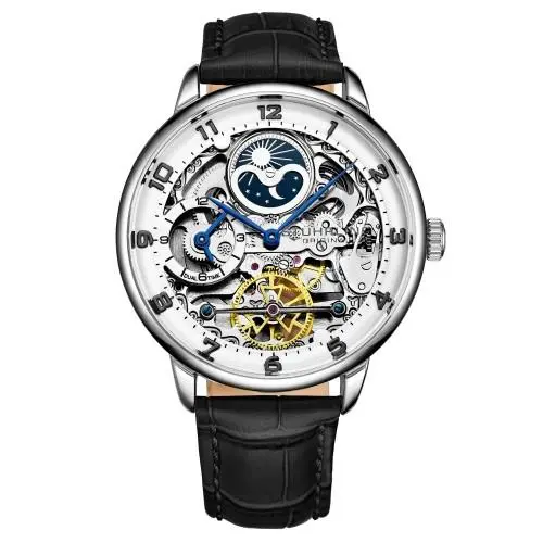 Stuhrling 3925 1 Legacy Automatic Skeleton Dual Time Am/pm Leather Mens Watch