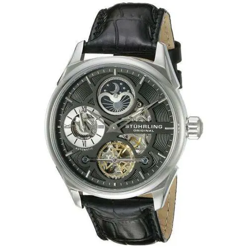 Stuhrling 657.02 657 02 Delphi Automatic Dual Time AM PM Indicator Mens Watch by Stührling