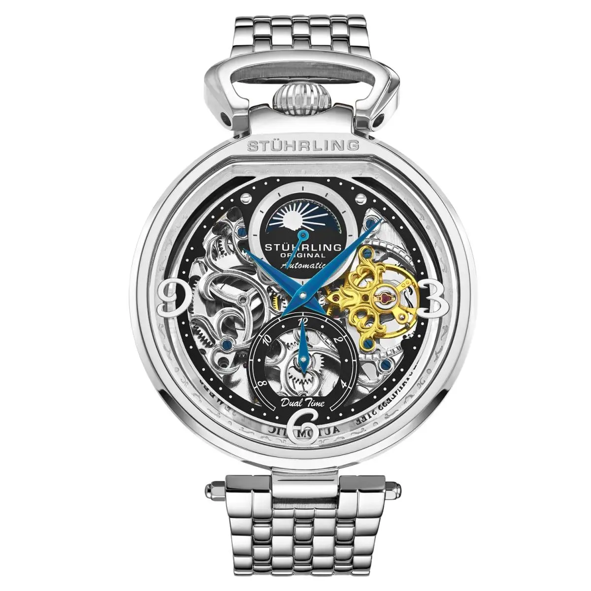 Stuhrling 4032 1 Modena Legacy Automatic Dual Time Skeleton Am/pm Mens Watch
