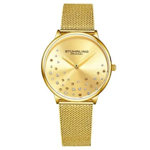 Stuhrling 3928 6 Quartz Crystal Accented Mesh Bracelet Womens Watch by Stührling