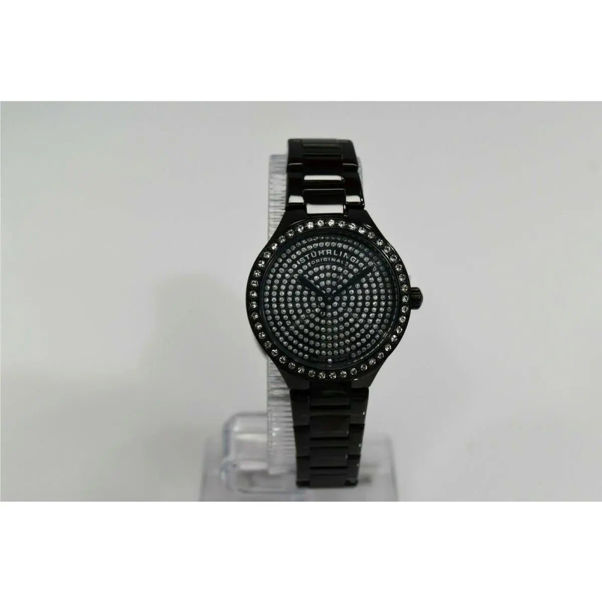 Stuhrling Symphony Small Black SS White Crystals 683.02 Swiss Watch