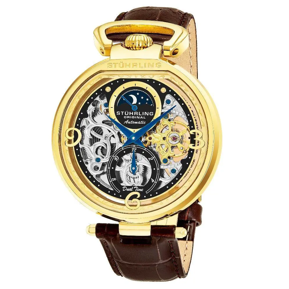 Stuhrling 889 02 Modena Legacy Automatic Dual Time Skeleton Am/pm Mens Watch by Stührling