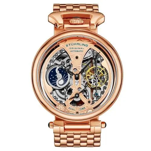 Stuhrling 4003 3 Legacy Automatic Dual Time Am/pm Skeleton Mens Watch by Stührling