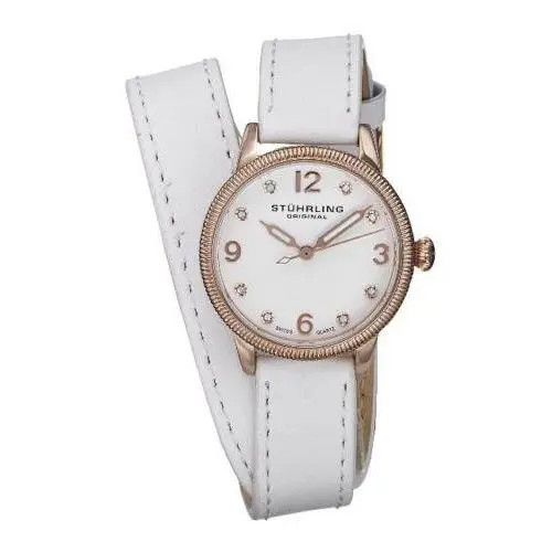 Stuhrling 646 03 Vogue Quartz White Double Wrap Leather Womens Watch by Stührling