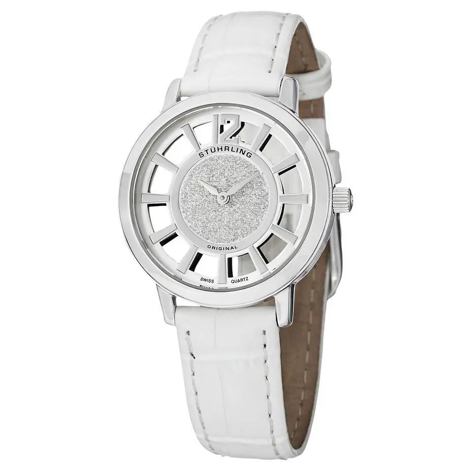 Stuhrling 388LS 01 Lady Edinburgh Date White Quartz Leather Womens Watch by Stührling
