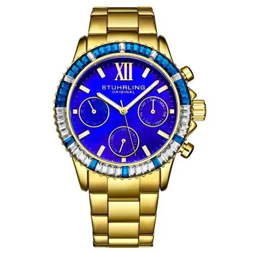 Stuhrling 3959 4 Quartz Chronograph Blue Mother of Pearl Bracelet Womens Watch
