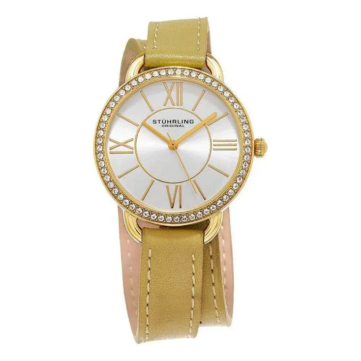 Stuhrling 587.04 587 04 Deauville Quartz Crystals Tan Wraparound Womens Watch by Stührling