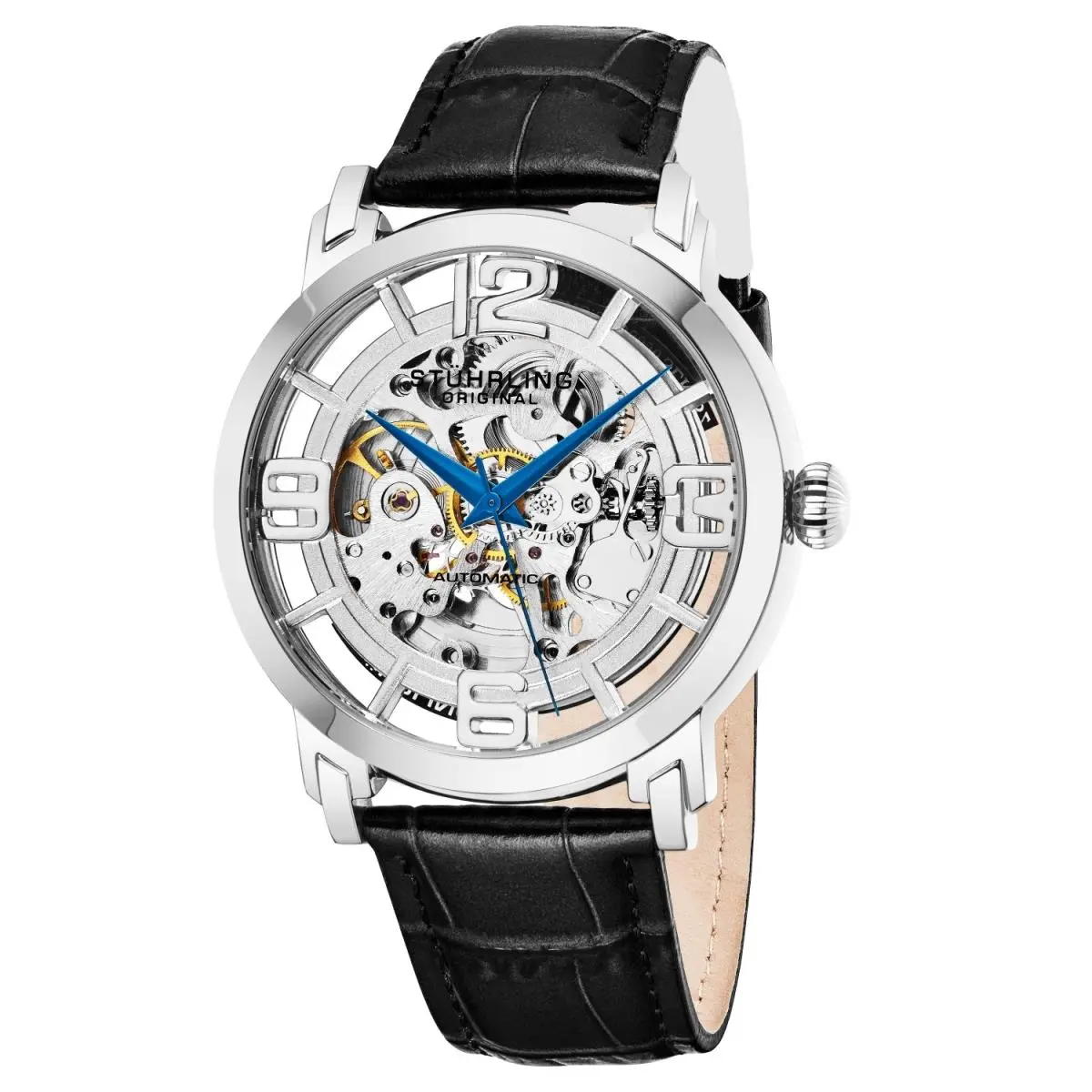 Stuhrling 165B2 331554 Winchester 44 Automatic Skeleton Silvertone Mens Watch