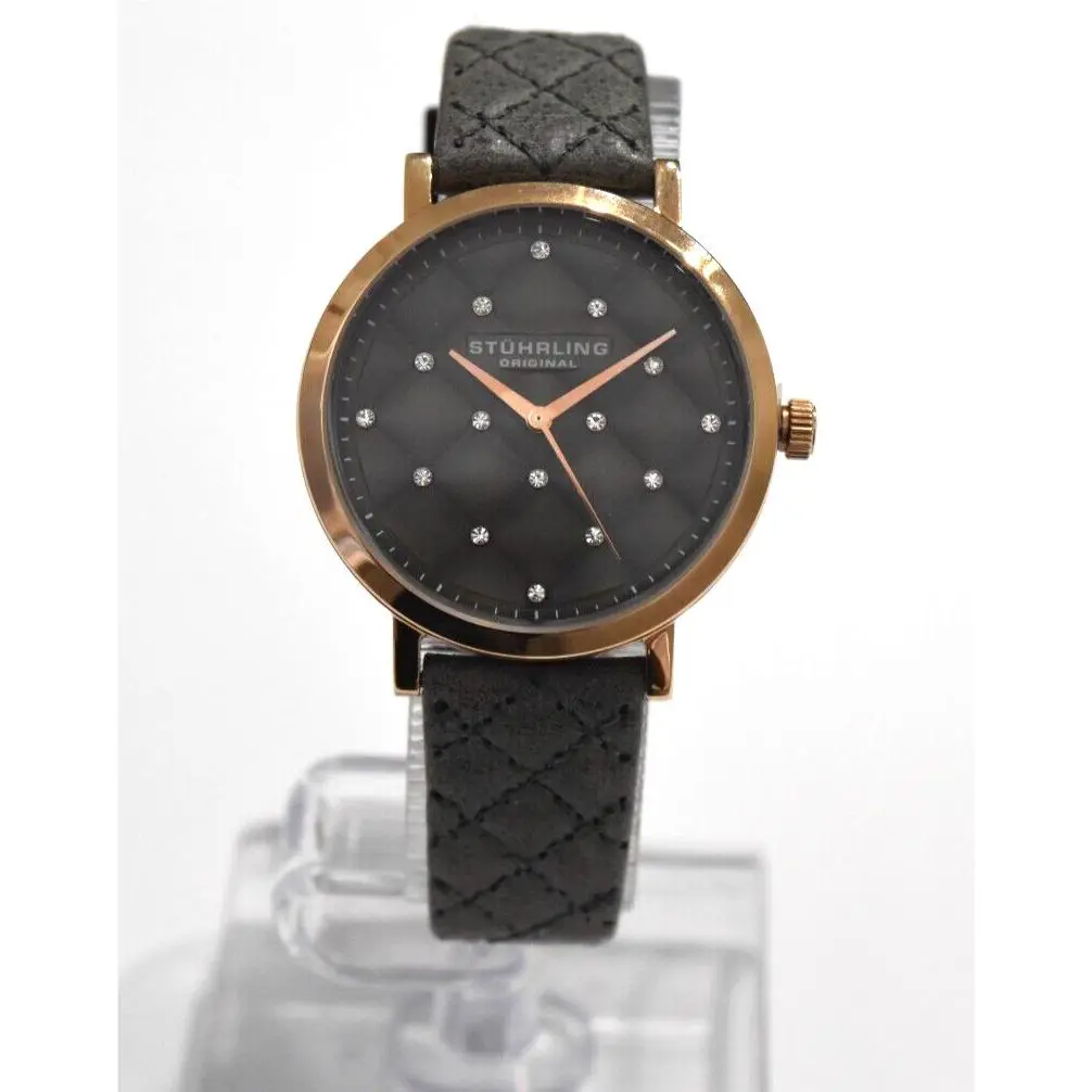 Stuhrling Women`s Audrey RG SS Gray Leather Crystal 462.01 Watch