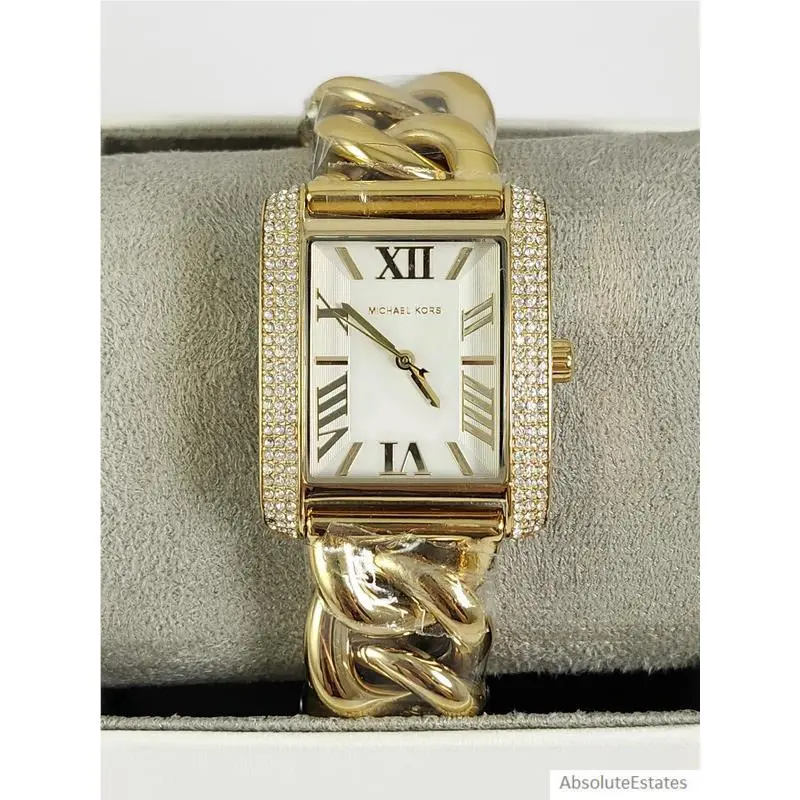 Emery Gold Chain Glitz Crystal Bracelet Watch Tag by Michael Kors