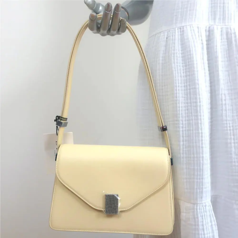 Lanvin Concerto Small Shoulder Bag Pale Yellow Leather