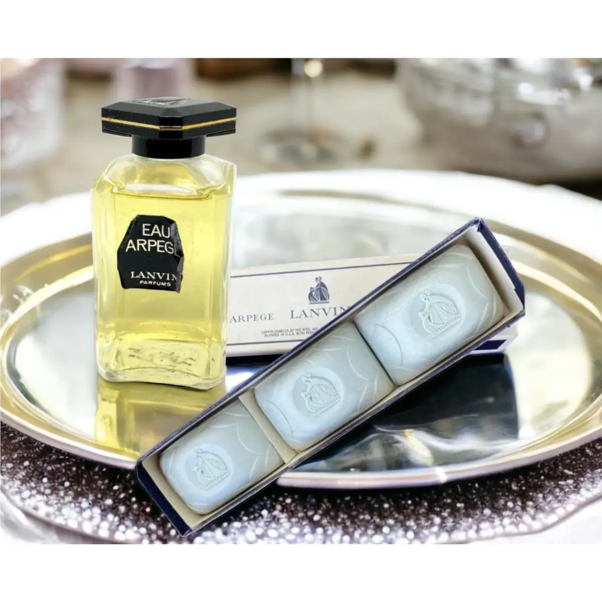 Lanvin Nib Vintage Eau de Lanvin Arpege Parfum 1.75 oz + 3 Arpege Hand Soaps France Lot