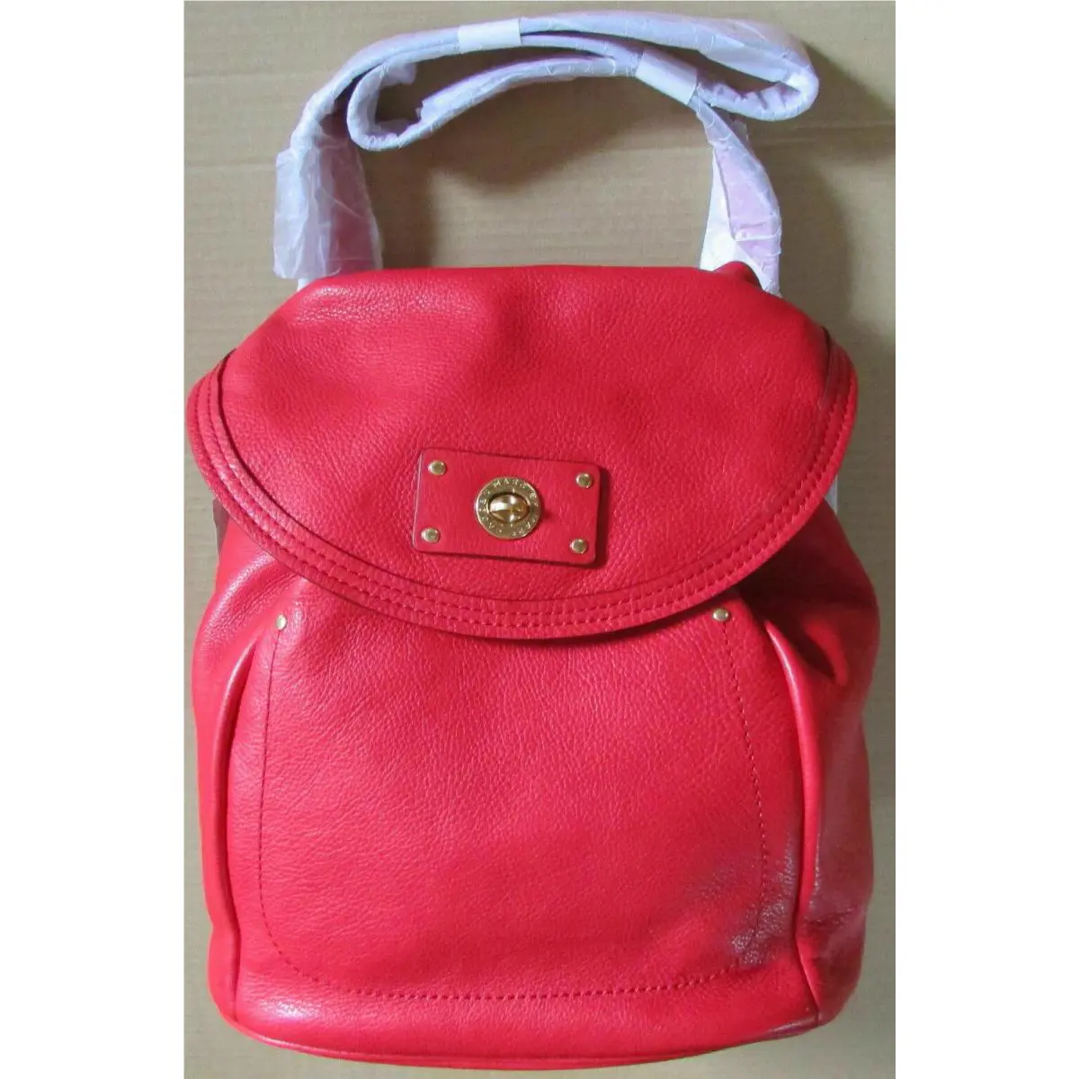 Backpack Totally Turnlock Red or Aqua Leather Red by Marc Jacobs