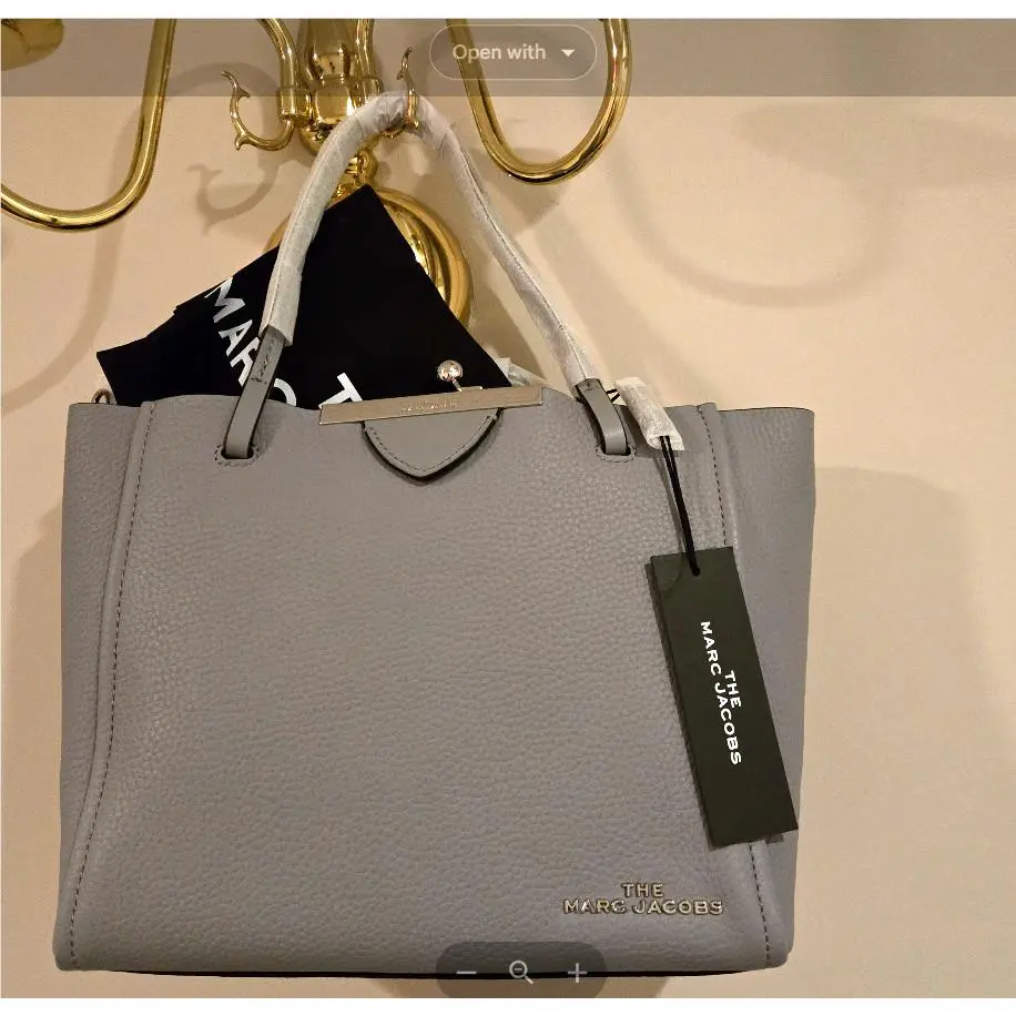 The Kiss-lock Small Leather Tote Rock Gray Silver Hardware by Marc Jacobs