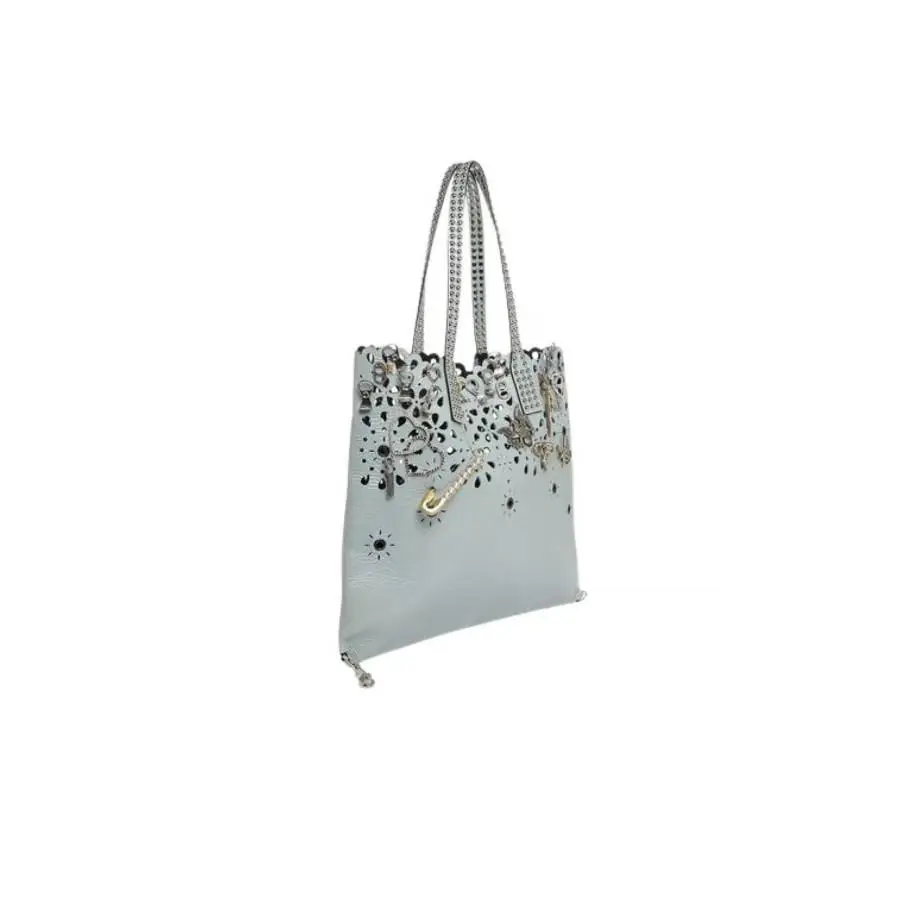 Marc Jacobs Runway Frost Blue Perforated Charm Pin Bag with Embellishments