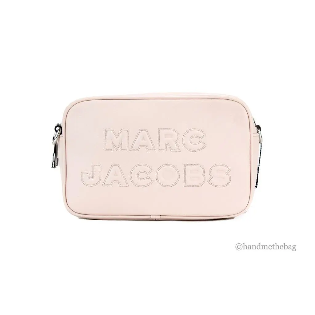 Marc Jacobs Flash Peach Whip Smooth Leather Logo Embossed Camera Crossbody Bag