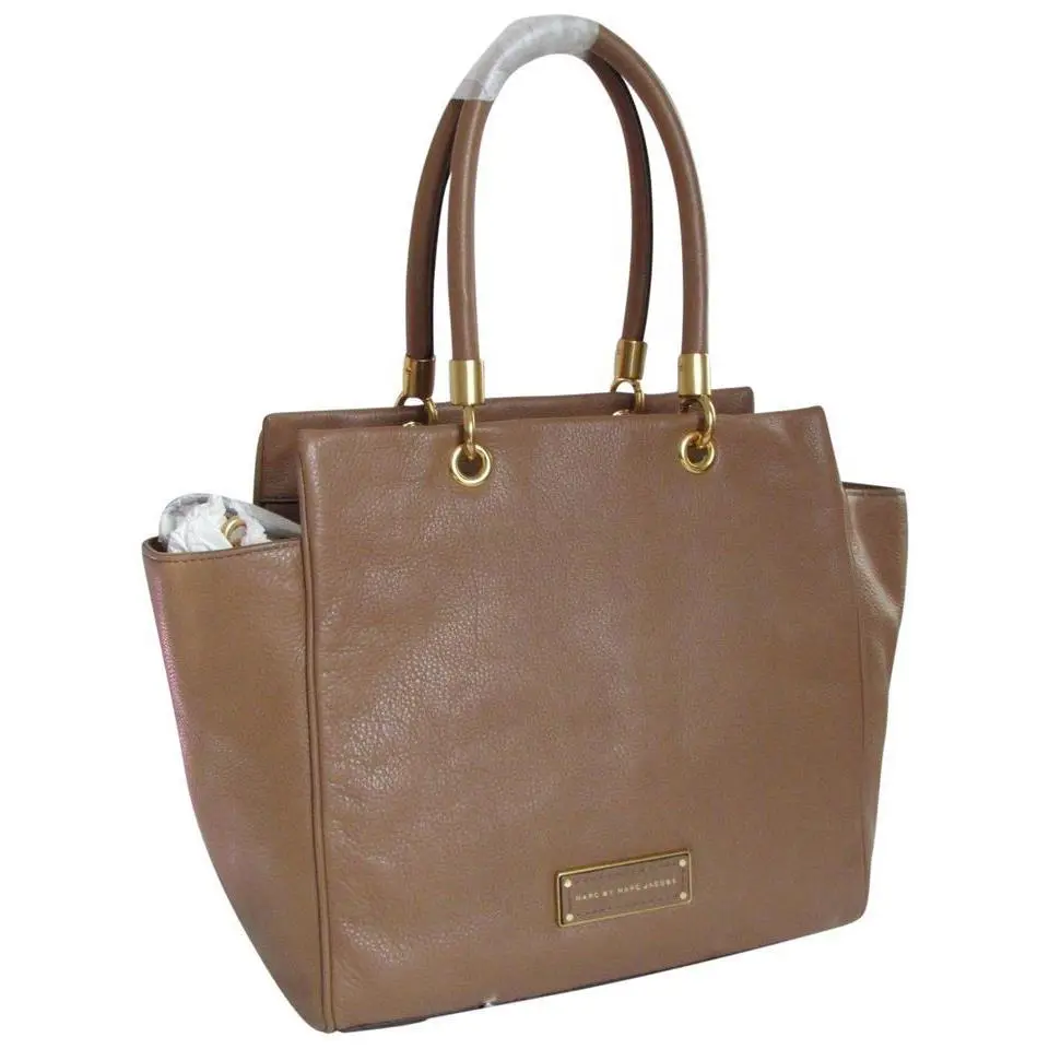Marc Jacobs Too Hot TO Handle Bentley Tan Brown Italian Leather Tote Bag