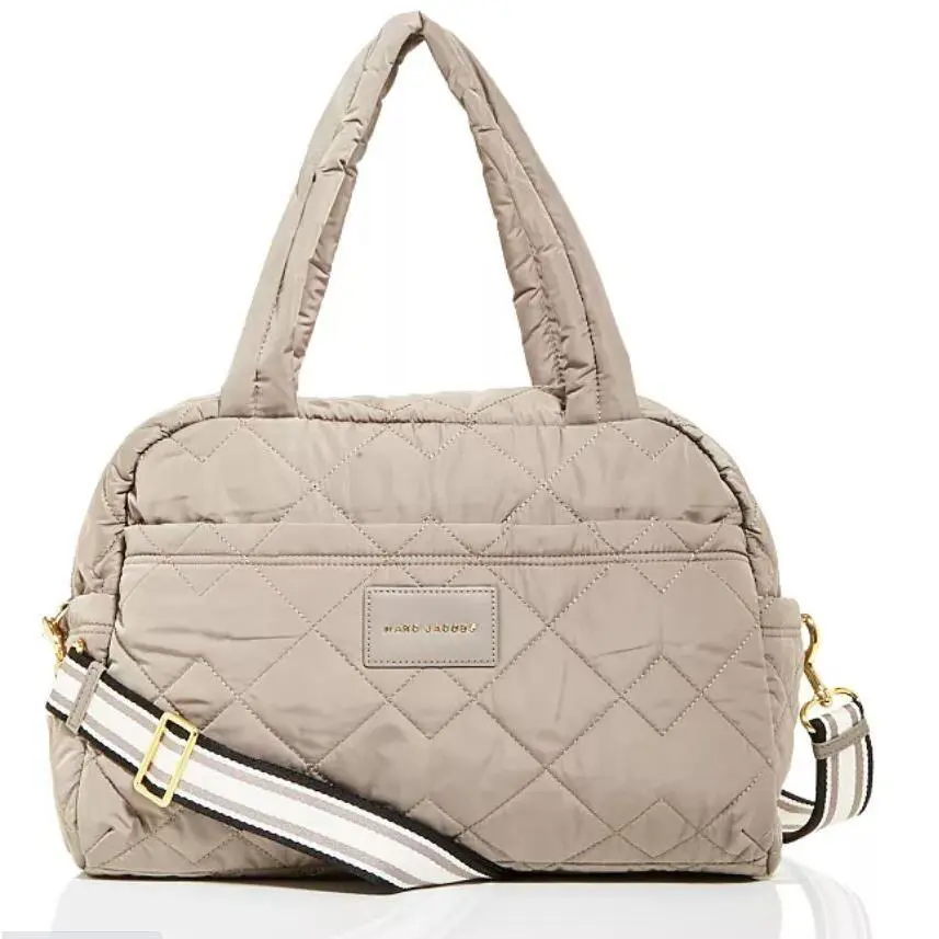 Marc Jacobs Diamond-quilted Medium Weekender Duffle Bag Crossbody Cement/gold