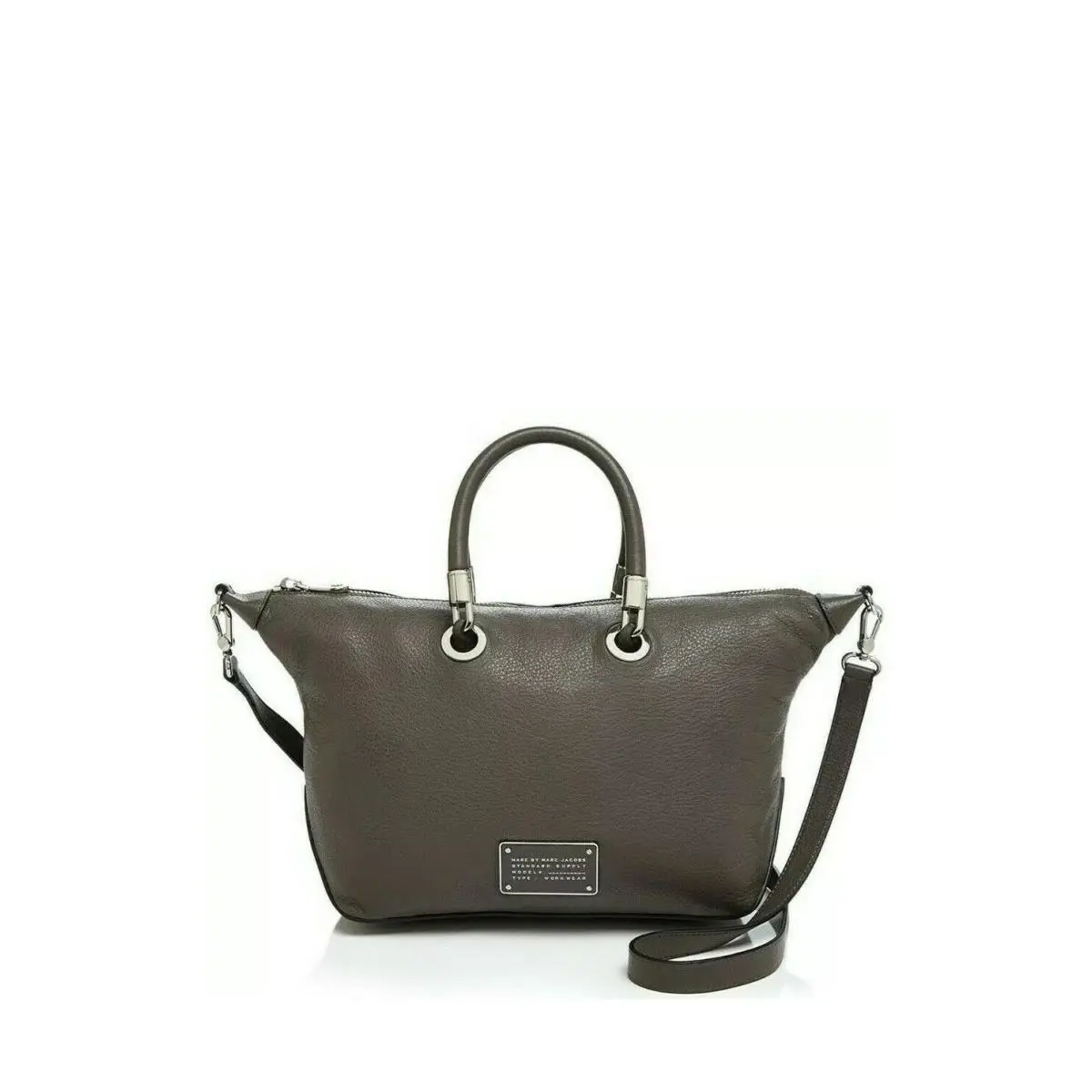 Marc Jacobs Women`s Handle Zip Top Satchel Bag Aluminum - Handle/Strap: Gray, Hardware: Silver, Exterior: Gray