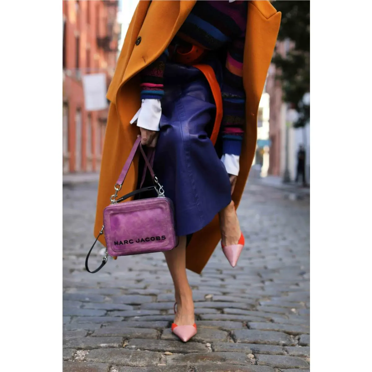 Marc Jacobs The Box Bag Distress Leather Camera Bag Rhubarb Purple