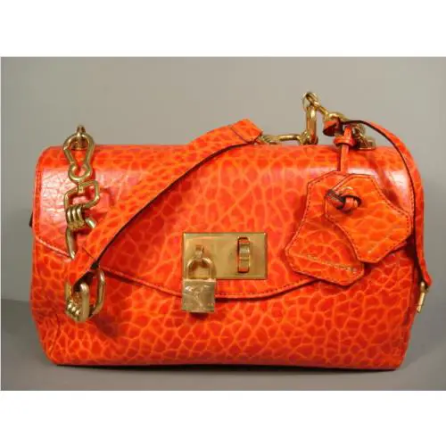 Marc Jacobs Orange Medium Printed Leather Handbag Shoulder Bag Purse Satchel