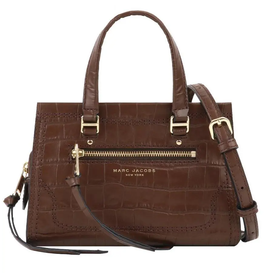Marc Jacobs Croc Embossed Mini Cruiser Satchel Bag - Dark Brown Retail
