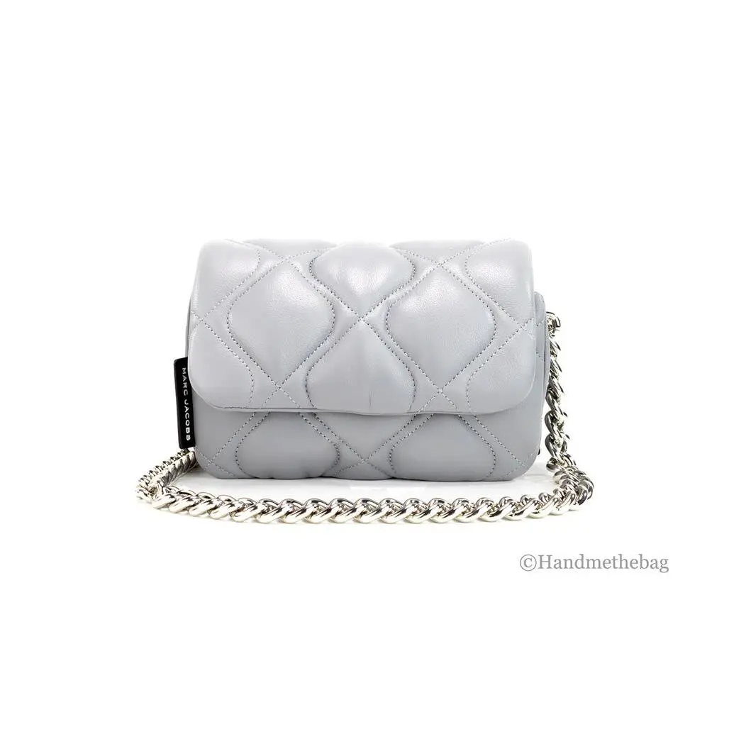 Marc Jacobs Pillow Small Grey Quilted Leather Shoulder Crossbody Purse Bag