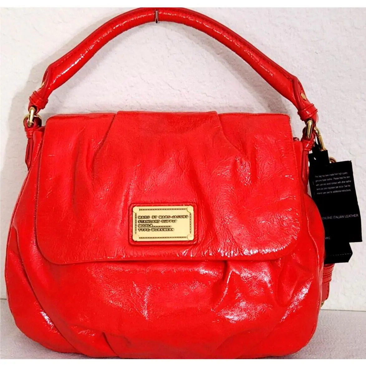 Marc Jacobs Lil Ukita Red Leather Crossbody Top Handle Shoulder Bag